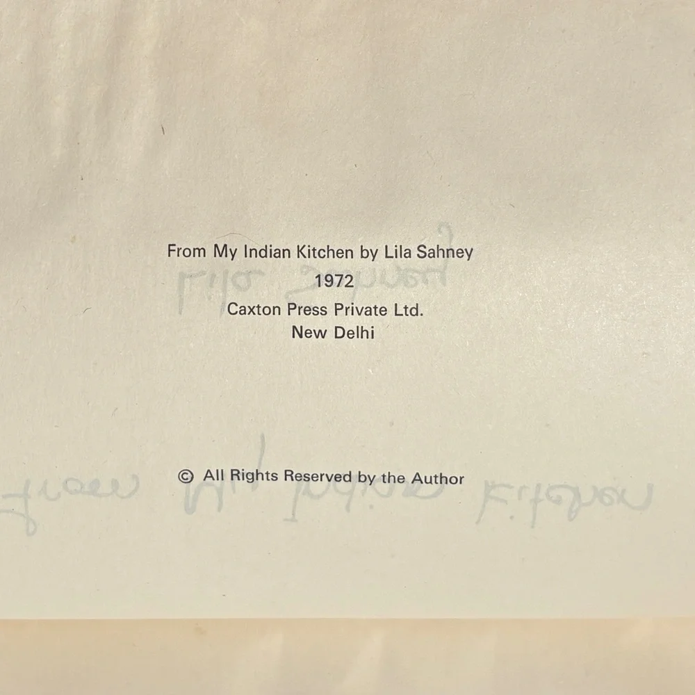 1972 From My Indian Kitchen Lila Sahney Rare New Delhi Indi Chutney Naan Recipes